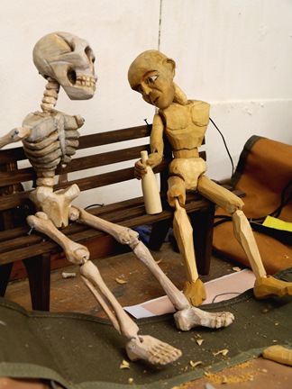 Two bespoke puppets by Tony Sinnett nearly ready for video shoot