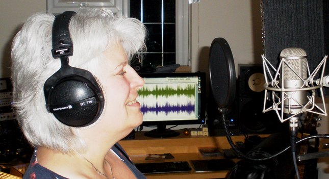 Jayne recording some beautiful backing vocals